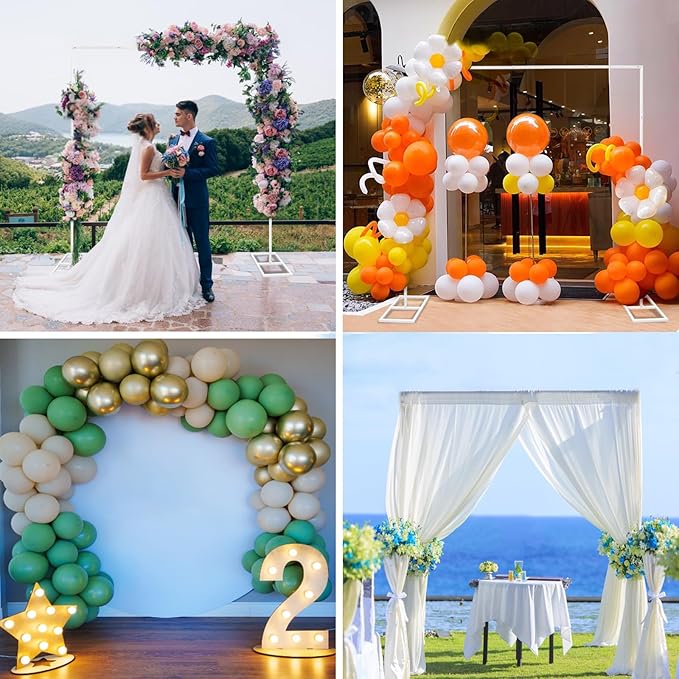 8.2FT White Metal Wedding Arches for Ceremony Square Balloon Arch Stand Rectangular Backdrop Stand for Anniversary Birthday Party Bridal Shower Home Indoor Outdoor Decoration