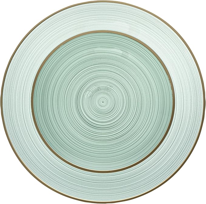 Restaurantware Plastic Plates 40 Pcs 7.13" and 10" Combo Gold Rimmed Plate Set Disposable Heavy-Duty Green Translucent Rippled Plastic Dinner Servers for Party, Weddings, Salads, Desserts