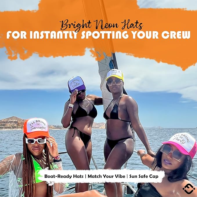 Funky Junque Women's Funny Trucker Hats: Adult Humor for Bachelorette & Girls Trips, Groups 3-25, Mesh Hat - I'll Bring The's