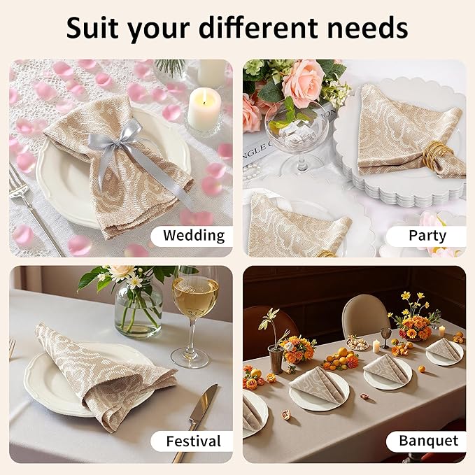 Cloth Napkins Set of 24 Reusable Bohemian,UWWGKK 17x17 Inch Napkins Cloth Washable for Dinner, Restaurant,Wedding,Hotel
