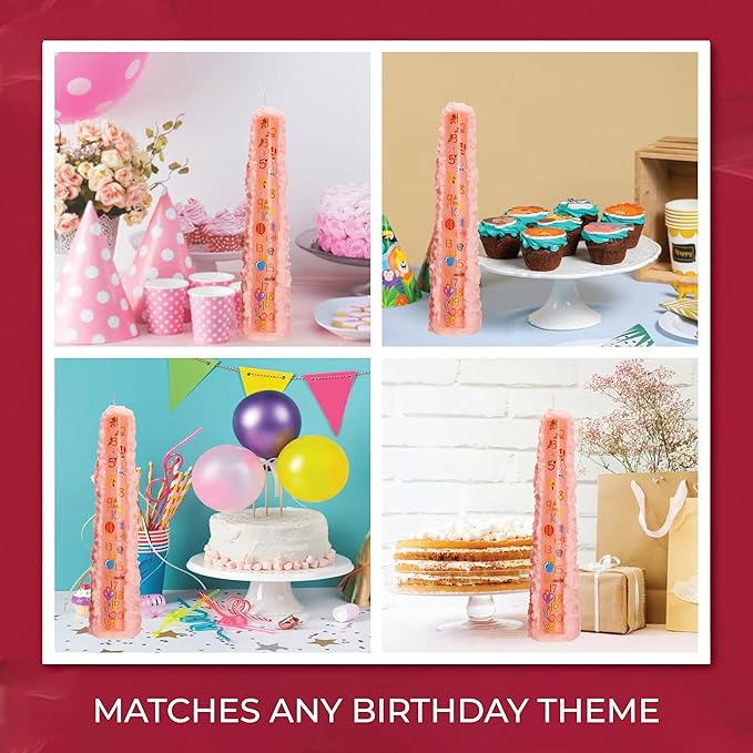 Biedermann & Sons Baby Shower Countdown Candle for Girls, Baby Pink 15 Inch Unscented Pillar, 42 Hour Burn Time, Marks 1 to 21 Year Celebrations, Keepsake Gift or Favor for Guests