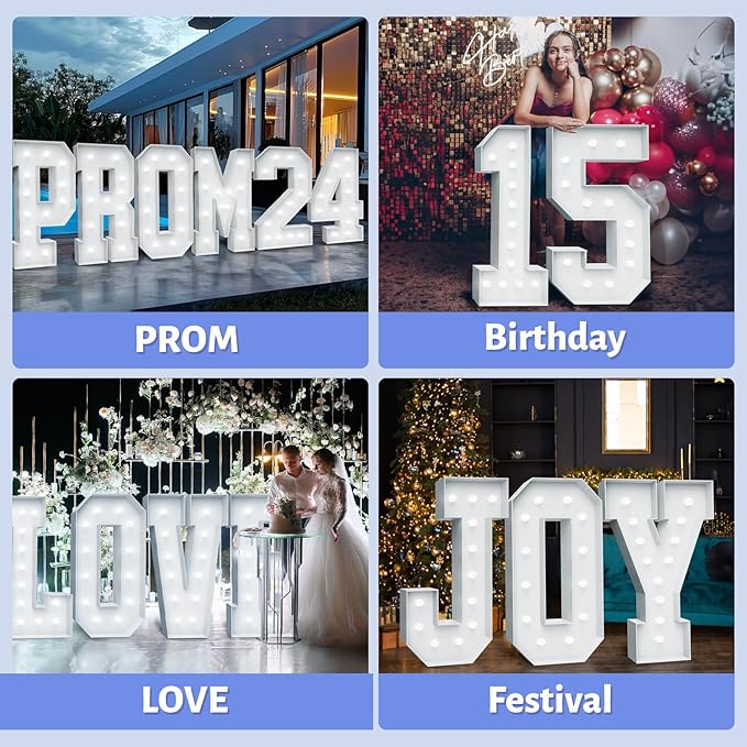 4FT Marquee Light Up Letters - Cool White Light Up Letters N with Fixed Water Bag, Party Decoration Large Marquee Light Up Letters can Be Used for Wedding Decoration, Birthday Party Decoration
