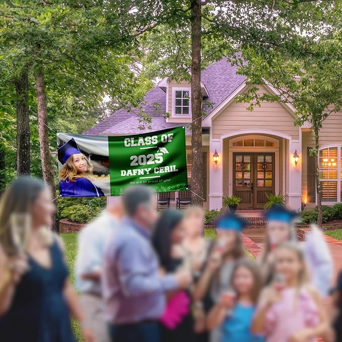 Personalized graduation vinyl banner | Customizable colors, Custom photo | Good for indoor and outdoor graduation parties and ceremonies.