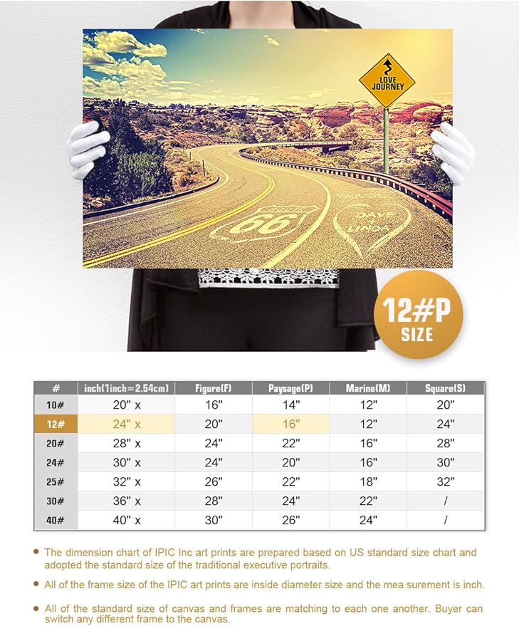 IPIC - Love Journey Personalized Canvas Print Artwork for Romantic Anniversary and Wedding gifts; 24x16