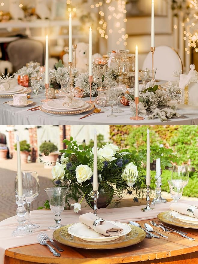 Retisee 300 Pcs 11 Inch Flameless Taper Candles LED Candles Bulk Battery Operated Taper Candle Flickering LED Candlesticks for Valentines Birthday Wedding Party Decor (Classic Style,Ivory)