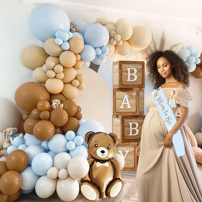 Bear Baby Shower Decorations Party Supplies, We Can Bearly Wait Baby Shower Decoration, Backdrop Balloon Arch Box Mom to Be Sash Dad to Be Pin Tablecloths Bear Balloon