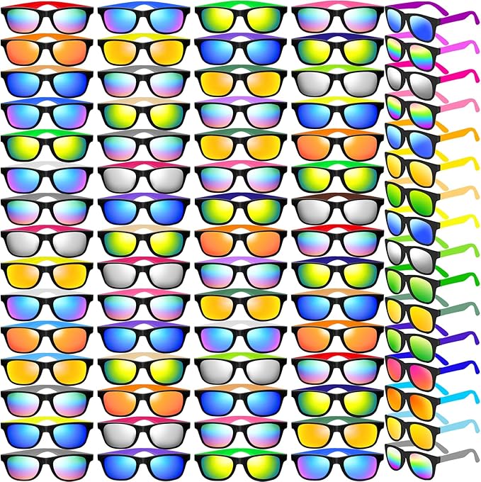 64/120 PCS Sunglasses Party Favors Bulk,Neon Sunglasses with UV Protection for Adults Kids Boys Girls Pool Beaach