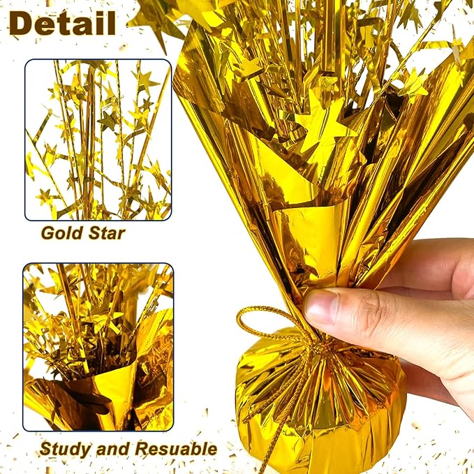 18 Pack Metallic Foil Spray Centerpiece Star Table Decoration Burst Glitter Tabletop Centerpieces for Birthday Christmas New Years Nye Wedding Graduation Holiday Party Supplies Decor, Gold