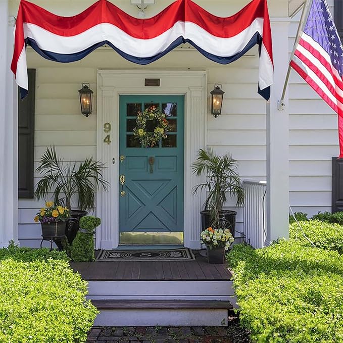 2Pack American Bunting Flag Veterans Day 4th of July 2x20Ft USA Patriotic Banner for Outside Porch Outdoor Red,White & Blue Bunting Decor Home Garden Décor Independence Day Memorial Days