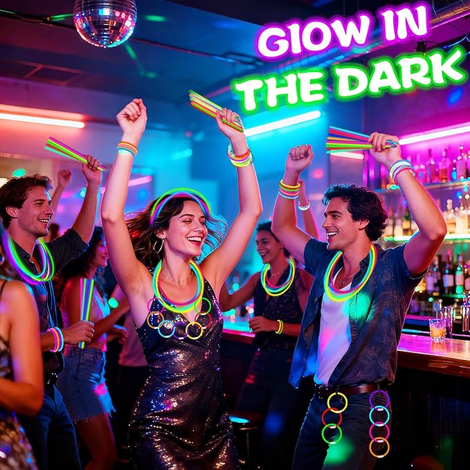 TURNMEON 960 Pack Ultra Bright Glow Sticks Bulk Party Pack Supplies Glow In The Dark Football Valentines Carnival Mardi Gras Day Party Favors Necklace Bracelet with Connector Light Up 14Hrs Long Last