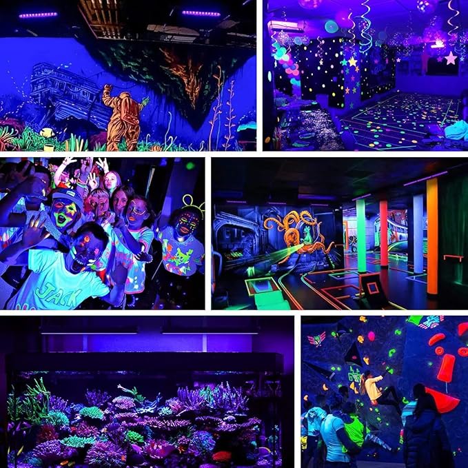 3 Pack 100W LED Black Lights, Blacklight Flood Light with Plug and Switch, 120V IP66 Waterproof Blacklight for Halloween Party, Glow in The Dark, Stage Light, Body Paint, Neon Glow