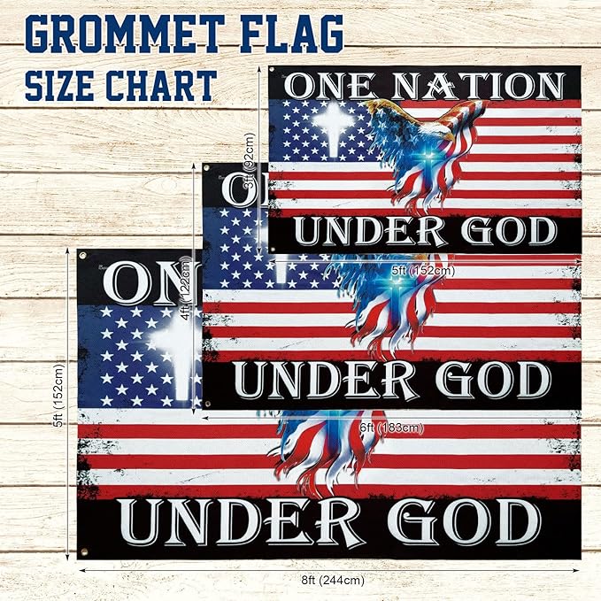 FLAGWIX 4x6 Patriot American Flags, One Nation Under God American Eagle Flag, Decorations For Home, Outside, Inside House, Patriot Decorations - Indoor, Outdoor Decor Flag with Grommetsndoor, Outdoor Decor with Grommets