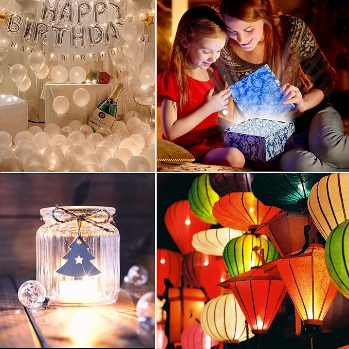Aogist 50pcs 10-Colors Mini Lights,Long Standby Time Waterproof LED Balloon Light,Battery Powered,Ball Lamp for Balloon Paper Lantern Birthday Party Christmas Halloween