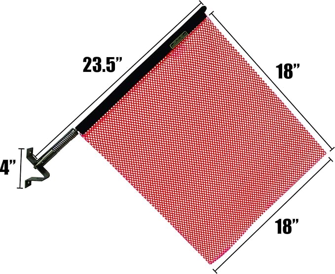 Oversize Warning Products - Quickmount Flag and Bracket - Made in USA - Warning & Safety flag for Truck, Trailer and Pilot Cars (Red, 2 Pack)