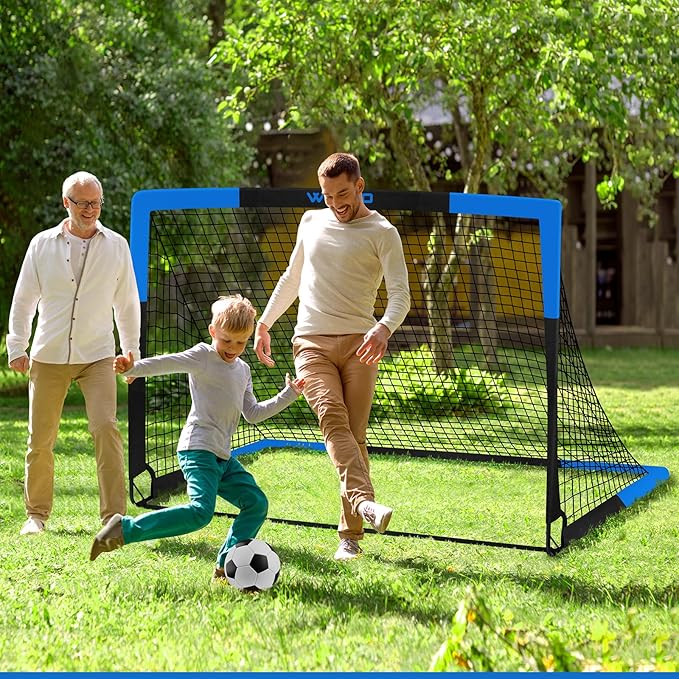 Kids Soccer Goals for Backyard Set of 2, 6x4 ft Portable Toddler Soccer Goal Training Equipment with Soccer Target, Ball, Cones, Soccer Net for Kids Age 3-5 6-8 8-12 10-12-14 Outdoor Sports Games Gift