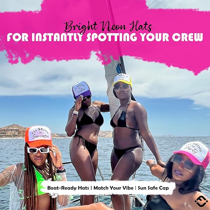 Funky Junque Women's Funny Trucker Hats: Adult Humor for Bachelorette & Girls Trips, Groups 3-25, Mesh Hat - I'll Bring The's