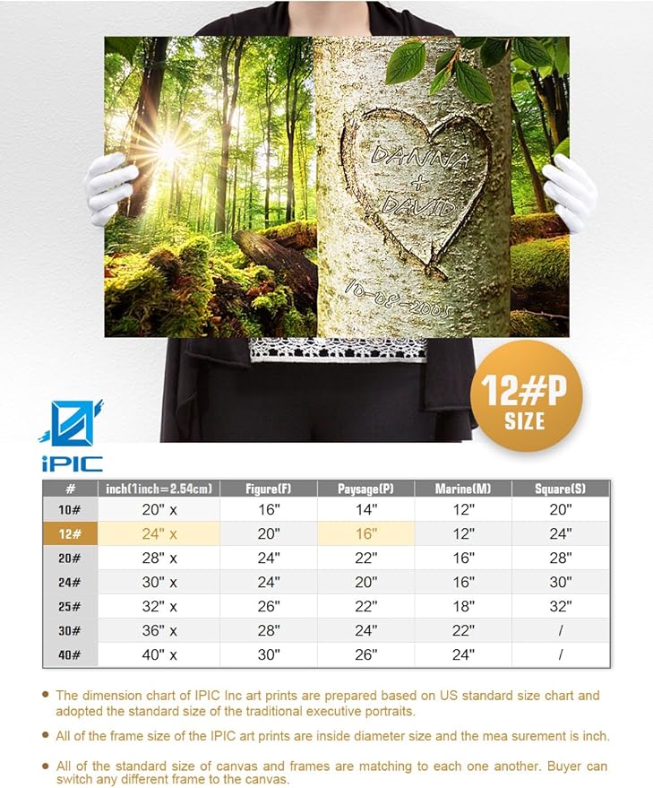 IPIC - Love Evergreen, Personalized Artwork with Names and Date on, Customized Gift for Anniversary,Wedding,Birthday and Holidays. 24x16