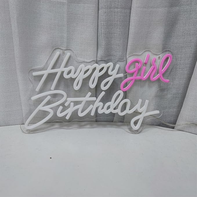 Happy Birthday Neon Sign for Wall Decor, Cool White LED Neon Light Signs, Art Decoration Happy Birthday Girl Neon Light Sign for All Birthday Party Decoration,SIGNVIA,15.7×8.6 Inch