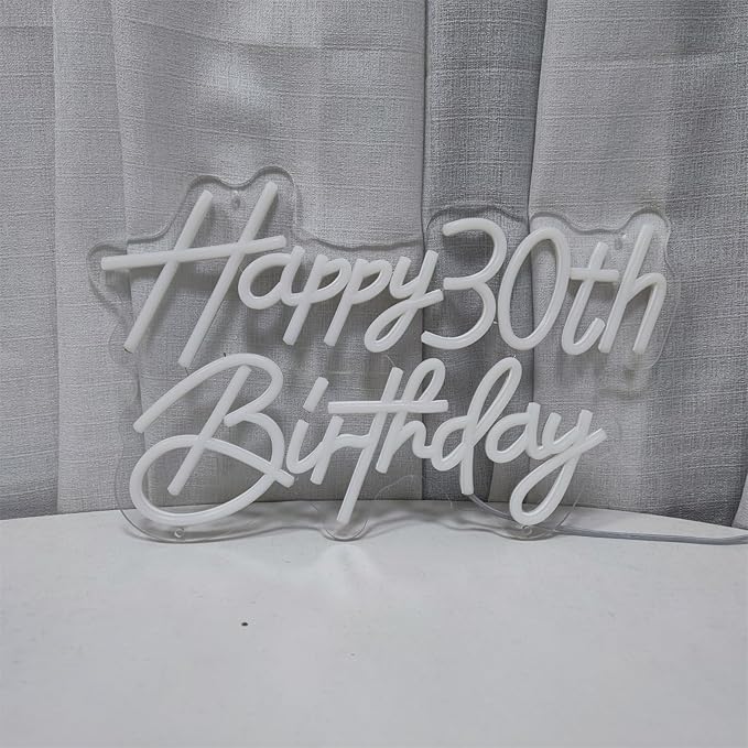 Happy Birthday Neon Sign for Wall Decor, Cool White LED Neon Light Signs, Art Decoration Happy 30th Birthday Neon Light Sign for All Birthday Party Decoration,SIGNVIA,15.7×10.3 Inch
