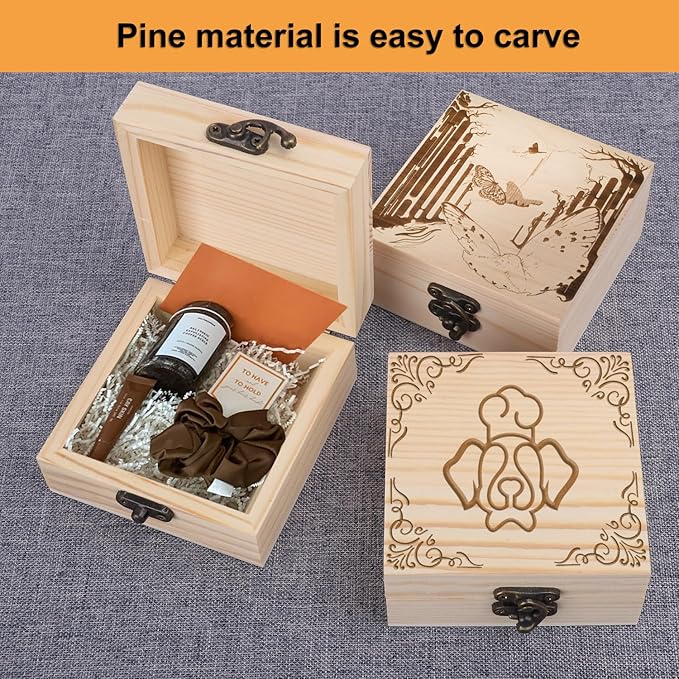 GNIEMCKIN 14 Pack Wooden Box with Hinge Lids, Unfinished Unpainted Wood Boxes for Crafts, DIY Projects, and Jewelry Storage (3.54x3.54x1.77 inch)