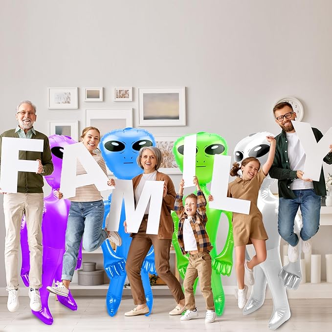 8 Pack 67 Inch Giant Inflatable Alien Halloween Jumbo Alien Inflate Large Blow Up Alien Balloons for Halloween Alien Party (Color Set 1)