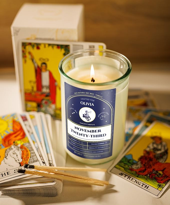 Personalized Birthday Candles - Custom Birthdate Astrological Zodiac Scented Candles. Astrology Gifts. All Natural Soy Wax. 75+ Hour Burn Time. Made in USA