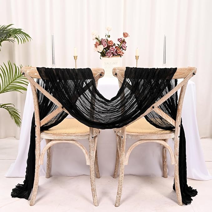 15 Pack Black Cheesecloth Table Runner 17 x 108 Inch Fall Thanksgiving Boho Rustic Farmhouse Gauze Cheese Cloth Runner for Wedding Party Baby Shower Home Decor Holiday Decorations