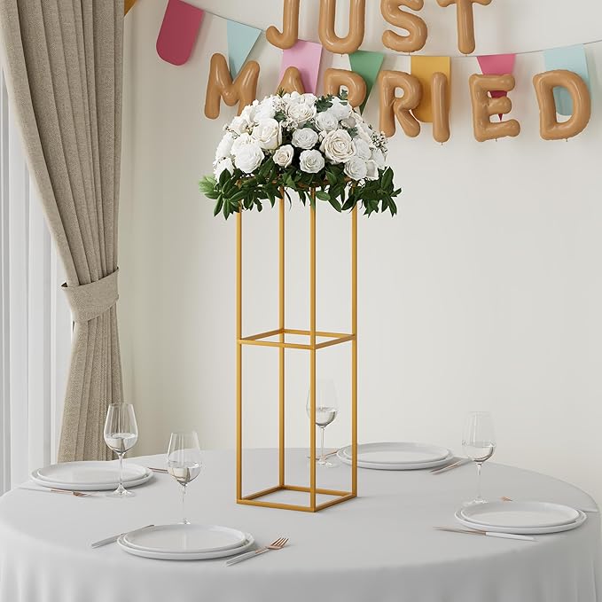 TEKXYZ Flower Stand for Wedding, 10 Pcs 31.5 Inch Tall Flower Stand, Metal Centerpiece Stand, Gold Centerpieces For Wedding, Event Party Props, Patio Decor