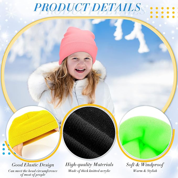 Xtinmee 100 Pcs Kids Winter Beanie and Gloves Bulk Warm Knit Hat Stretchy Full Fingers Gloves Pack Unisex Cold Weather Set
