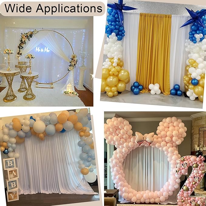 20ft x 8ft Wrinkle Free White Backdrop Curtain for Weddings Parties, 4 Panels 5x10ft Soft Silky Polyester White Photo Backdrop Drapes Back Drop Cloth for Birthday Christmas Photography Background