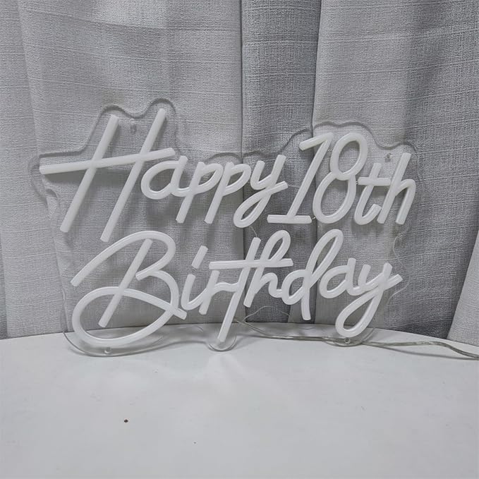 Happy Birthday Neon Sign for Wall Decor, Warm White LED Neon Light Signs, Art Decoration Happy 18th Birthday Neon Light Sign for All Birthday Party Decoration,SIGNVIA,15.7×10.3 Inch