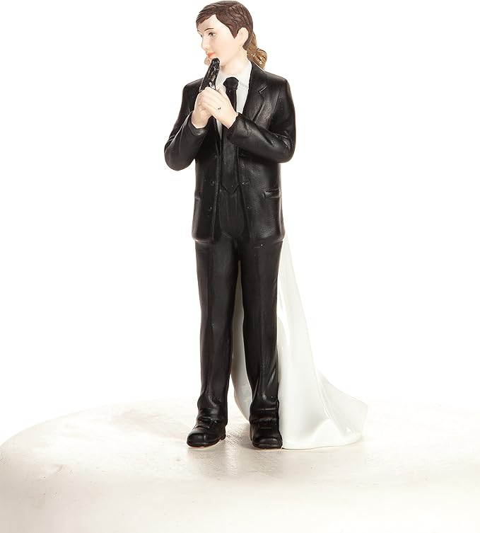 Wedding Collectibles Super Sexy Spy Guns Wedding Cake Topper with Bride and Groom | Fun, Sexy, Humorous Figurine | Fine Porcelain | 5.5 Inches