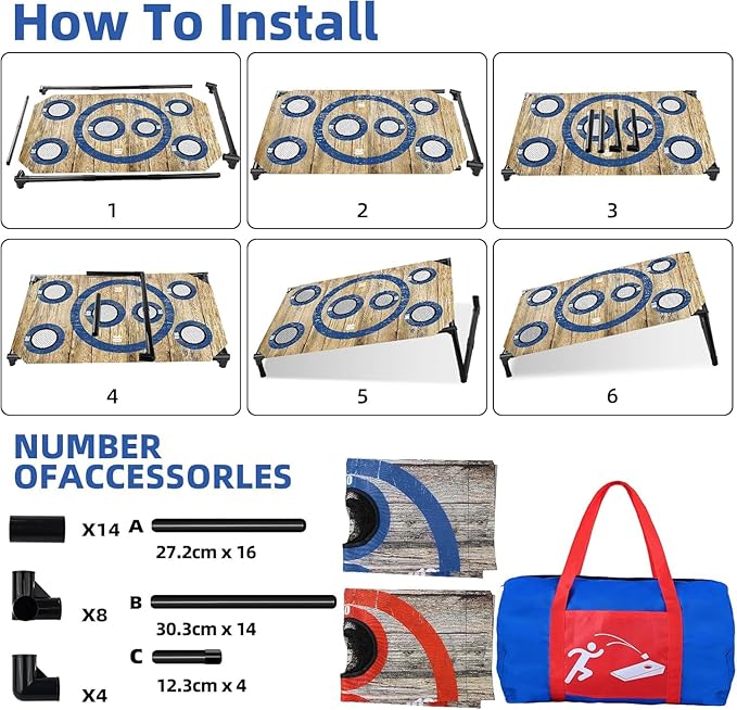 NZQXJXZ Portable Cornhole Board Set with 8 Bean Bags Corn Hole Toss Game Cornhole Games for Indoor and Outdoor Parties, Ideal for Kids, Adults, Camping Travel,Parties,Beach, Yard
