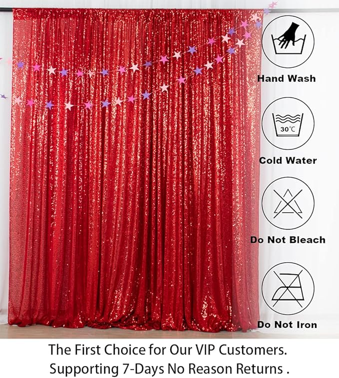 ShiDianYi Sequin Backdrop Curtain 10x10 FT Red Sequins Fabric Drapes for Photography Shimmer Sequined Curtain for Parties Red Backdrops Photo Background for Christmas/Wedding