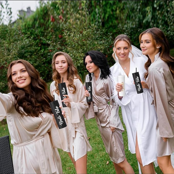 6 Pack Bride to Be Skinny Tumbler | 16 oz Bride Tribe Tumblers | Bachelorette Party Cups | Engagement Wedding Gifts Bridesmaids Mugs Bachelorette Party Supplies & Games