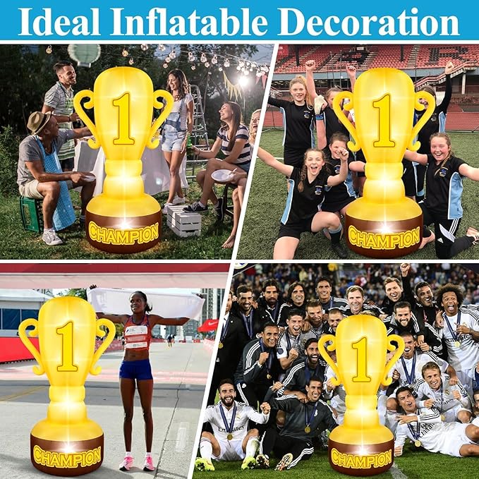5.4FT Giant Inflatable Trophy Outdoor Decorations Blow up Trophy Decor Built in 4 LED Lights for Award Trophies Inflatable Decorations Large Trophies Supplies for Sports Competitions Party