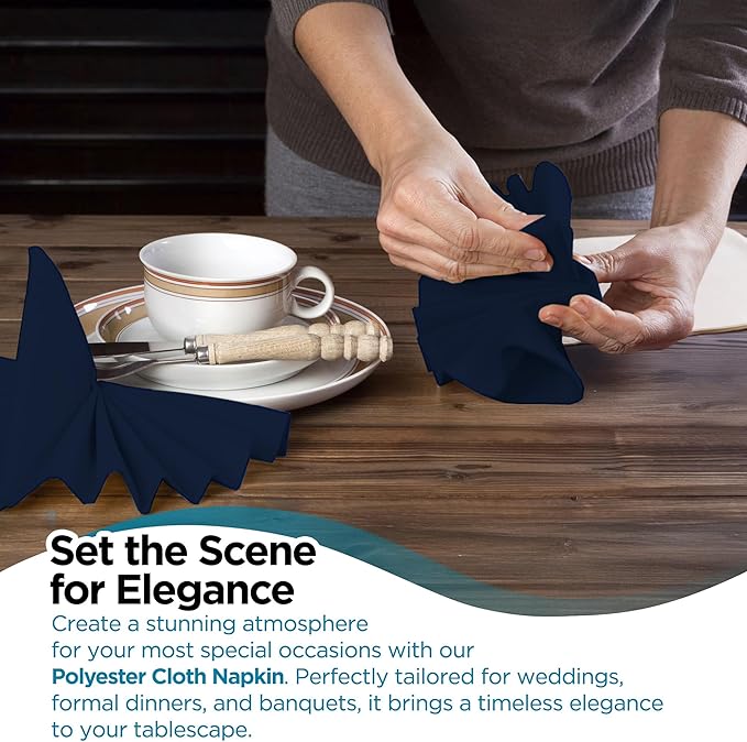 Polyester Cloth Napkins - Washable Soft Table Linens - Durable & Elegant for Dining, Restaurants, Weddings, Events, Rentals, Banquets, & Parties - Premium Quality Set of 100, Navy Blue, 20"x20"
