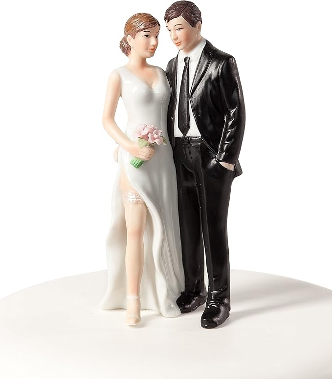 Wedding Collectibles Funny Sexy Tender Touch Wedding Cake Topper with Bride and Groom | Fun, Sexy, Humorous Figurine | Fine Porcelain | 5.25 Inches