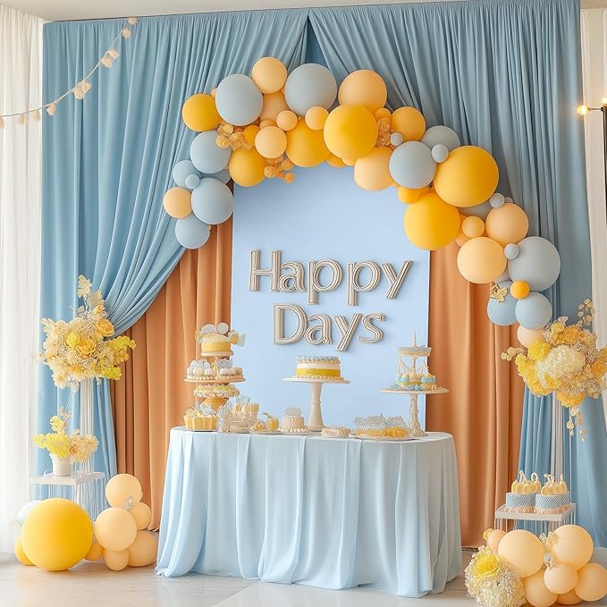 Metal Arch Backdrop Stand and Cover Set, 7.2FT, 6FT Party Backdrop, Easy to Assemble, Backdrop Stand for Parties, Birthday, Baby Shower