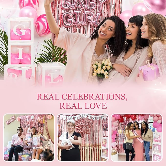 Pink Baby Shower Decorations for Girl - All-in-One inclusive JUMBO Decor Set