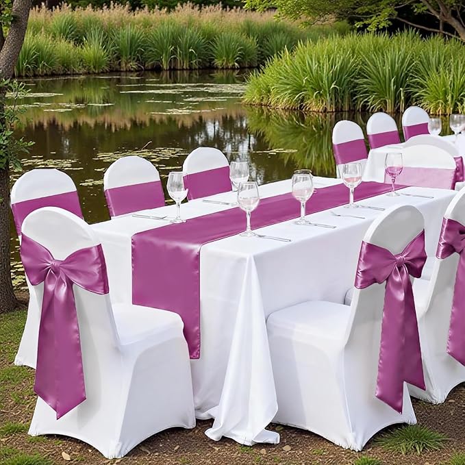 VDS Satin Chair Sashes Chair Cover Back Tie Sateen Bows Ribbon for Wedding Birthday Graduation Engagement Ceremony Event Party Banquet Venue Hotel All Dining Chair Decoration (250PC) (Dusty Pink)