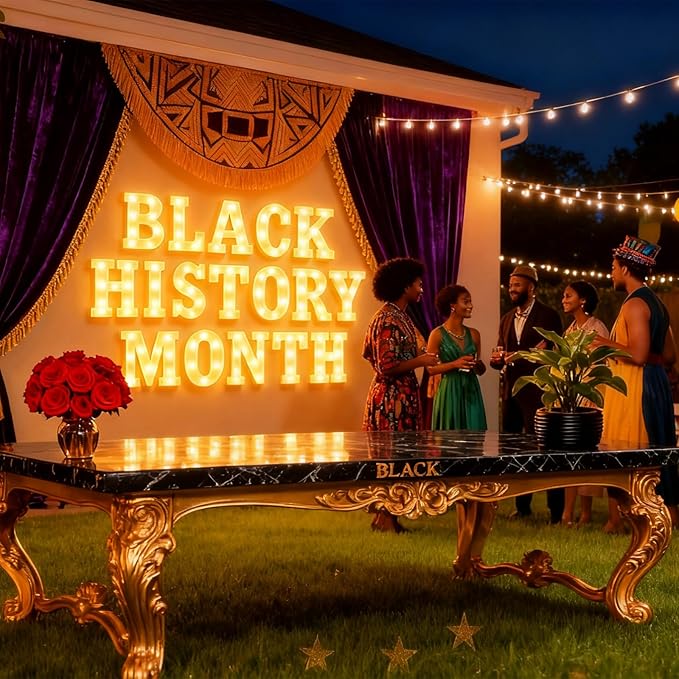 Honoson 17 Pcs Black History Month Decorations LED Letter Light Sign Cultural Theme Neon Event Signs Table Decor for African American Heritage Month Celebrations Home Decor