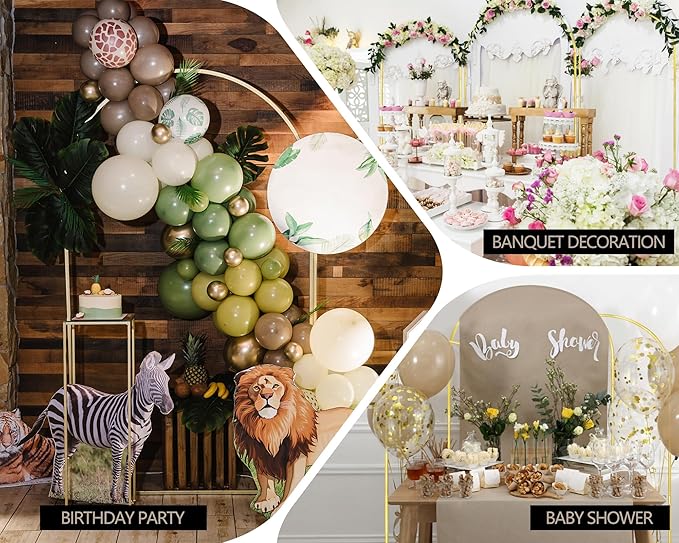 Wedding Arch Backdrop Stand Set of 2 Gold Metal Balloon Arch Stand 7.2FT & 6.6FT Backdrop Frame for Birthday Party Wedding Ceremony Graduation Bridal Baby Shower Event Decor