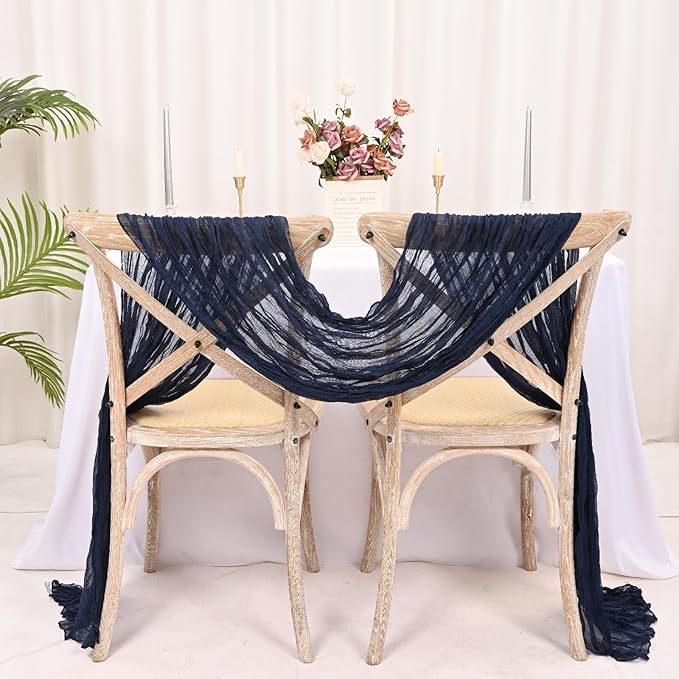 15 Pack Navy Blue Cheesecloth Table Runner 17 x 108 Inch Fall Thanksgiving Boho Rustic Farmhouse Gauze Cheese Cloth Runner for Wedding Party Baby Shower Home Decor Holiday Decorations