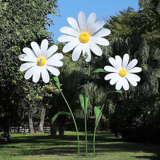 Giant Daisy Flowers Artificial 5.9 Ft Large Fake Daisies Spring Wild Flower for Birthday Party Garden Office Home Wedding Decor(White)