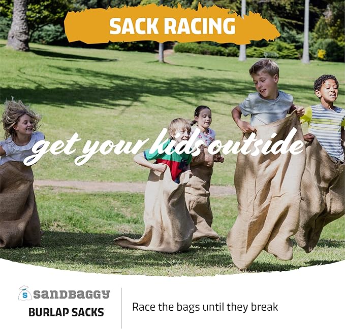 Sandbaggy Burlap Bags Large 24" x 40" - Potato Sack Race Bags for Kids & Adults | Perfect Birthday Party Game | Shrub & Plant Frost Protection - Food Grade (Pack of 20)