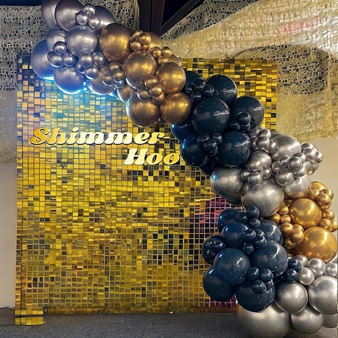 Shimmer Wall Backdrop - 24pcs Decorations Panel | Wedding, Birthday, Anniversary, Engagement & Bridal Shower Party Decor Panel (Pure Gold)