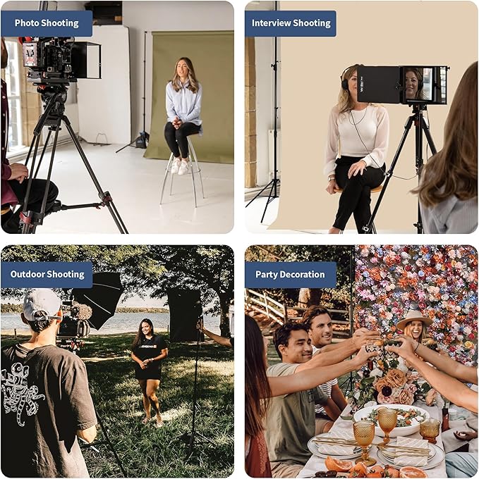 Kate Backdrop Stand Kit for Photography, 10x8.5ft(WxH) Adjustable Heavy Duty Photo Background Stand with 8 Clamps and 2 Sandbags, Back Drop Support System Stand for Backdrop Parties