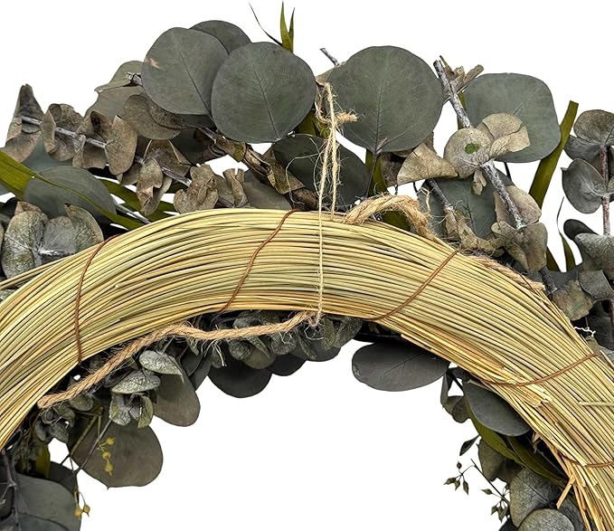 Galt International 21" Green Preserved Eucalyptus Branch Wreath – Fall, Thanksgiving & Christmas Front Door Decoration, Year Round Holiday Home Décor Accent