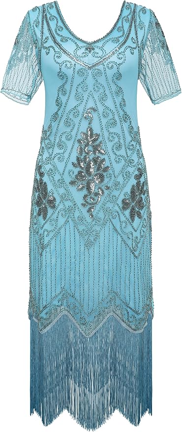 BABEYOND Great Gatsby Dresses for Women Plus Size Cocktail Dress 1920s Flapper Costume for Women